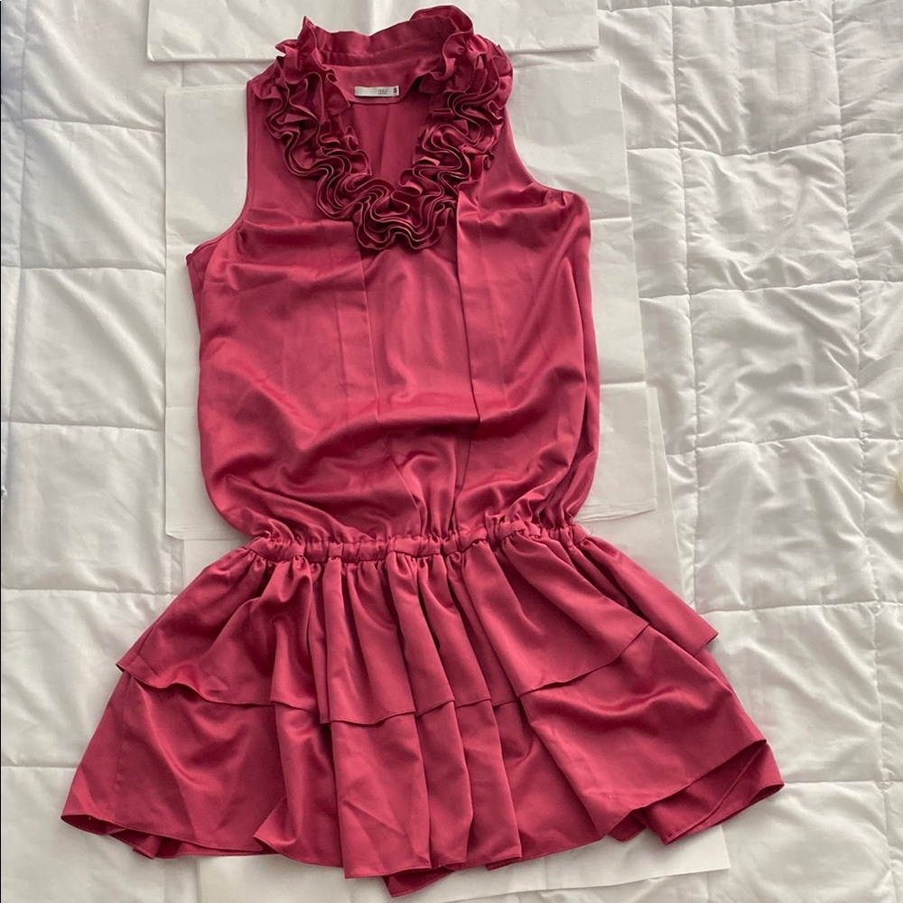 Elegant Pink Ruffle Mini Dress